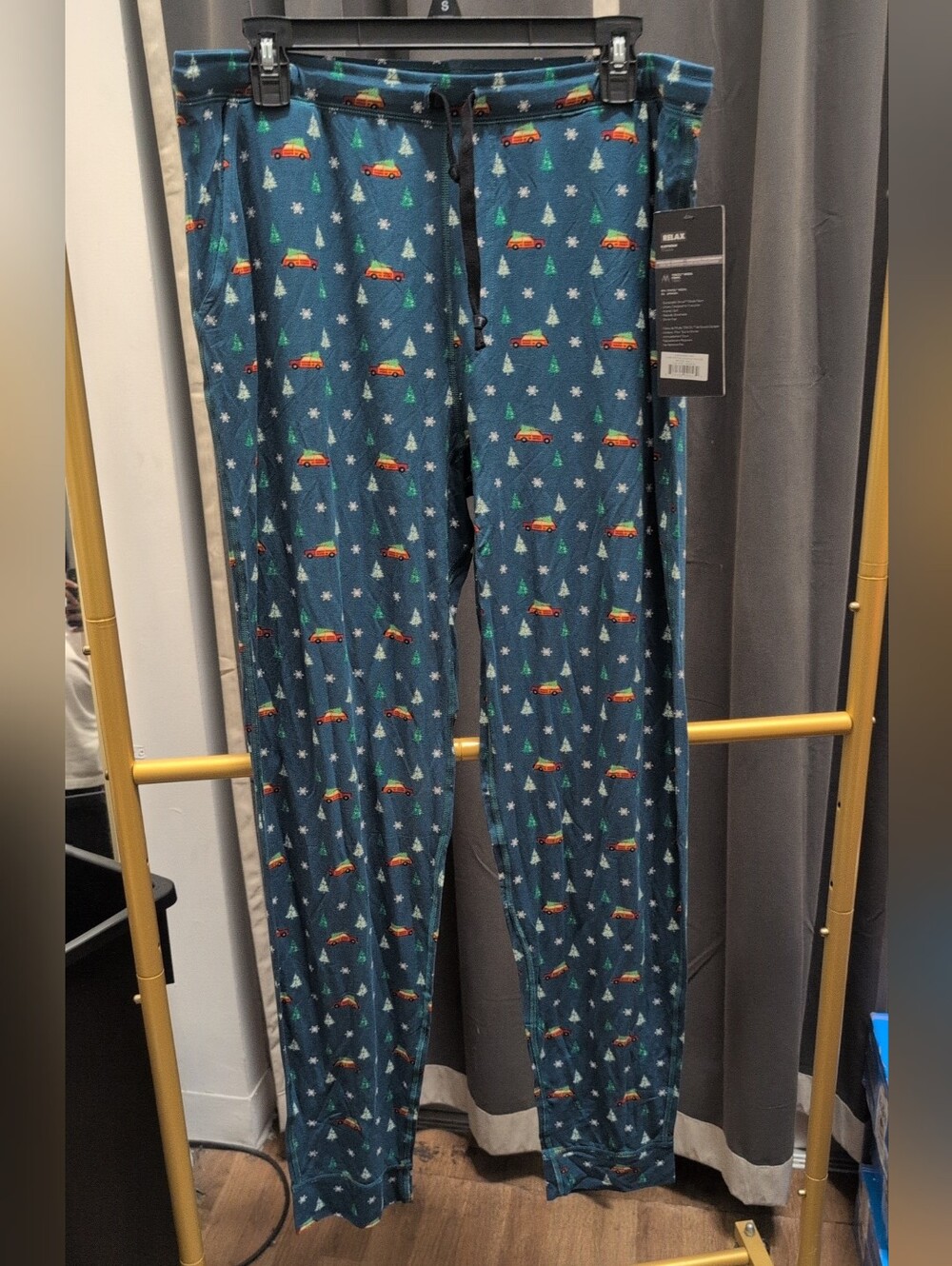 Men's BN3TH Blue Home For The Holidays Cascade Long Sleepwear Pants Sz L